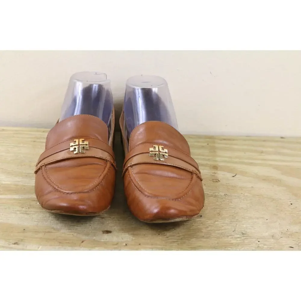 Tory Burch Loafers Women 8M Brown Leather Slip On Ballet Flats Shoes